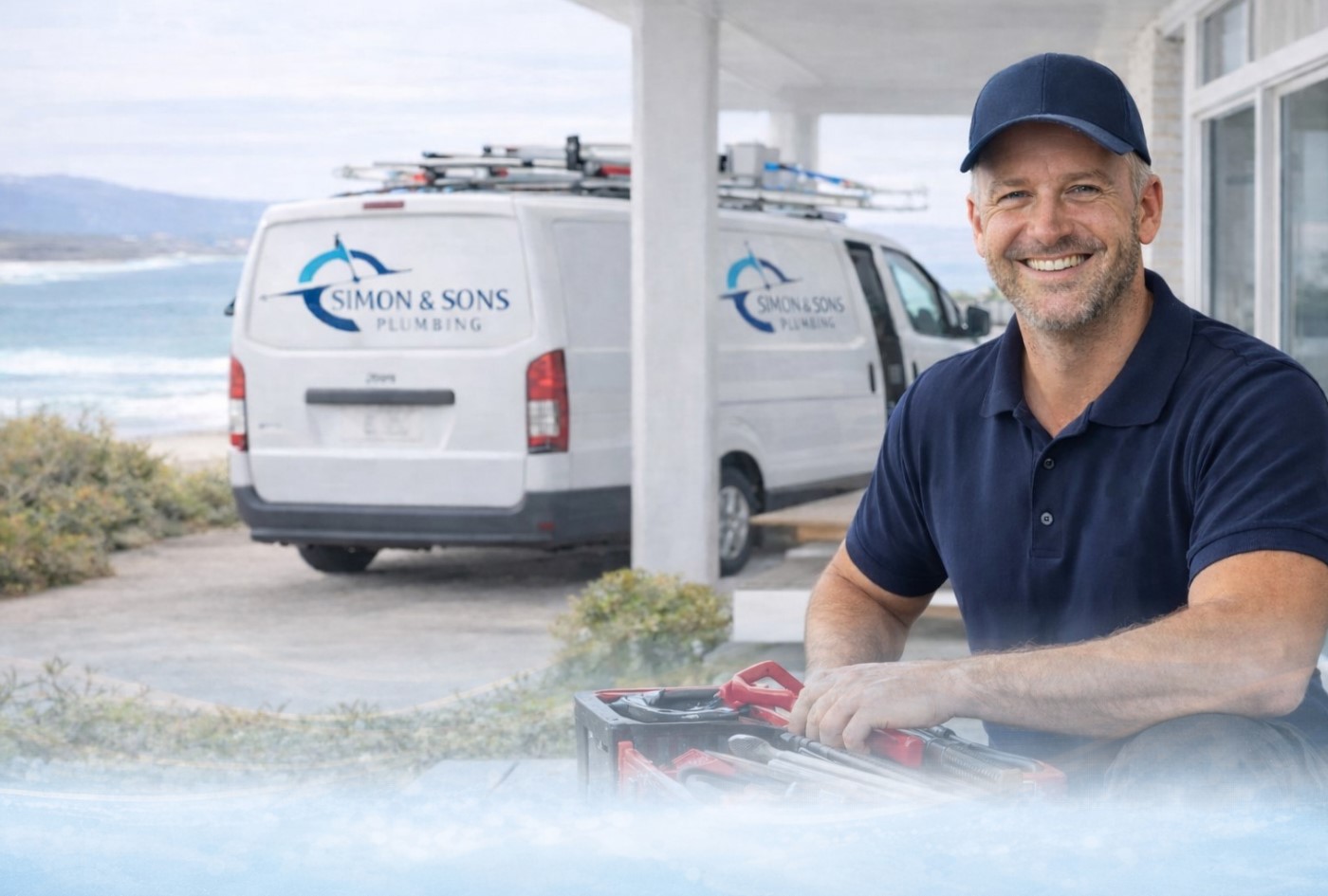 Simon & Sons Plumbing van and plumber on the Bellarine Peninsula servicing Geelong homes